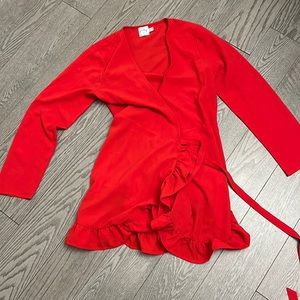 NWOT red wrap mini dress